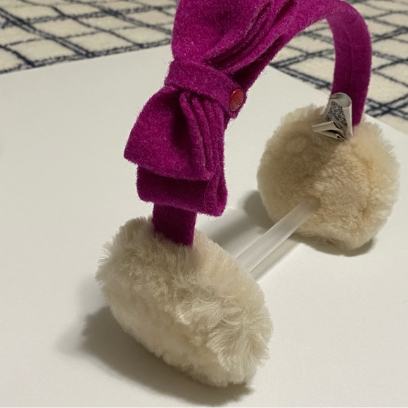 UGG Australia Fuchsia Pink Wool Bow Shearling Trimmed Earmuffs Headband O/S - Picture 16 of 16